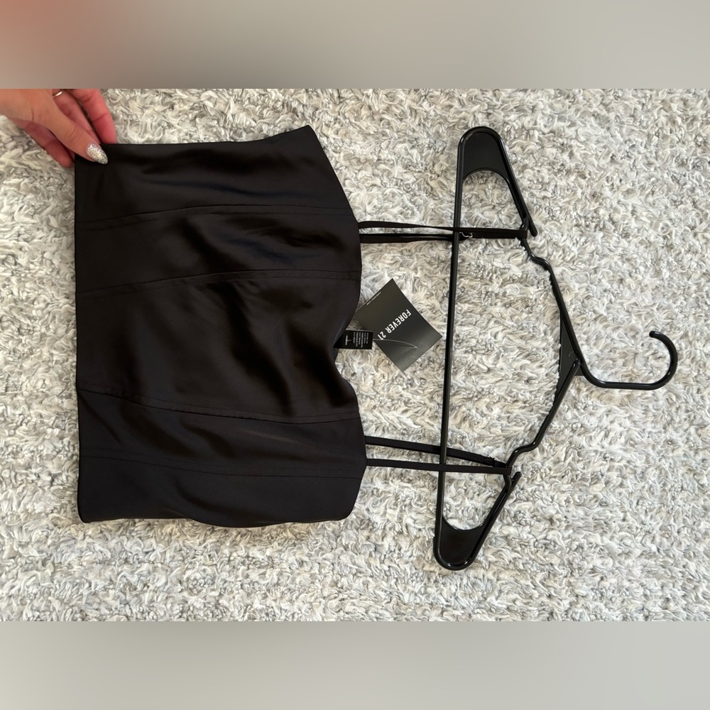 Forever 21 black satin crop top